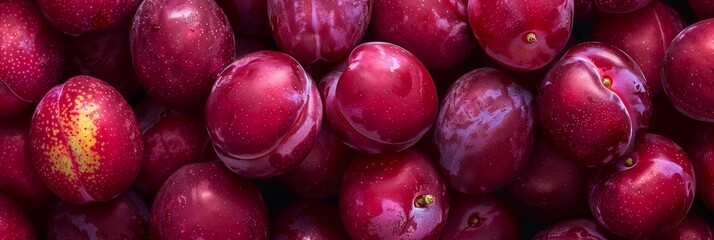 Wall Mural - Ripe, juicy sweet blue plum background or texture. Close-up, top view. Summer fruit, harvesting concept.