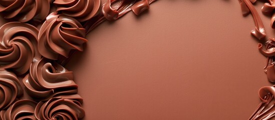 Sticker - Colorful background with a frame crafted from delicate chocolate curls providing copy space image