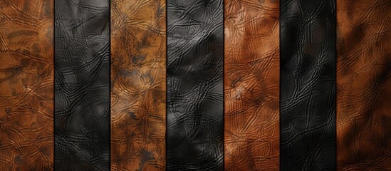 Aufkleber - Background featuring authentic brown and black leather textures with various striped patterns an abstract vintage cowhide design ideal for copy space image