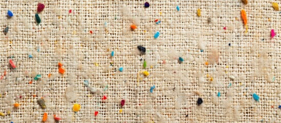 Poster - Abstract texture background of beige hand knitted cotton yarn cloth with colorful speckles perfect for a copy space image