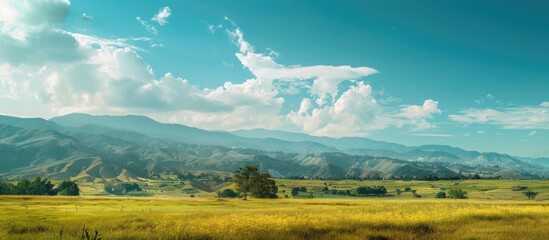 Aufkleber - Clear sky creating a picturesque background in the landscape with ample copy space image