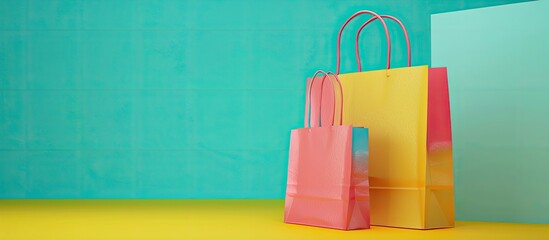 Aufkleber - Colorful paper shopping bag creating a shopping concept with copy space image