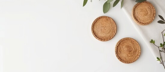 Poster - Coasters placed on a white backdrop with copy space image