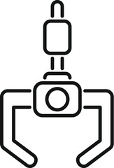Poster - Line art icon of a robotic arm gripper holding an object using sensors