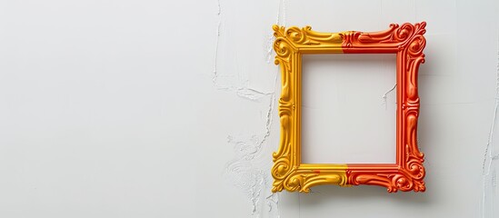 Poster - An antique styled picture frame in bright plastic colors stands alone on a white background ready for use as a copy space image