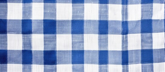 Poster - Blue and white gingham patterned fabric with copy space image for text