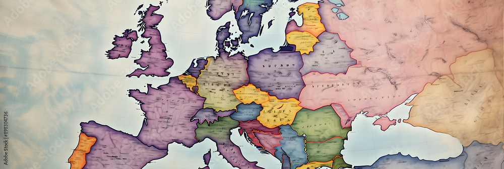 Comprehensively Detailed and Color-coded European Map, Highlighting ...