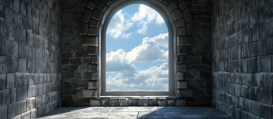Aufkleber - ancient castle window with empty space for a picture. creative banner. copyspace image