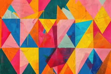 Poster - Vibrant geometric pattern, Multicolored abstract pattern featuring diverse shapes in a visually appealing composition, AI generated