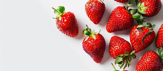 Wall Mural - Delicious strawberries with a white copy space image