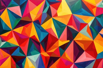 Poster - Vibrant geometric pattern, Multicolored abstract pattern featuring diverse shapes in a visually appealing composition, AI generated