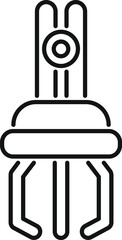 Poster - simple outline icon of a robotic arm with a clamp holding an object