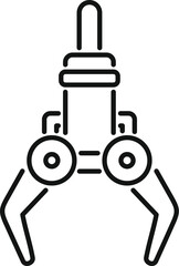 Poster - line drawing of a robotic arm lifting cargo with hydraulic claws, representing industrial automation