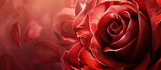 Poster - Close up macro shot of a red rose with large petals ideal as a Valentine s Day symbol of love in a background design with copy space image