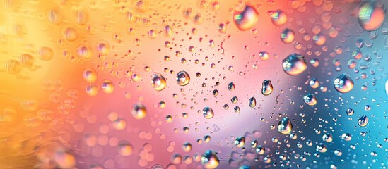 Leinwandbilder - Abstract blurred backgrounds in various colors with water droplets on glass creating an artistic copy space image