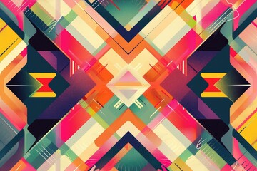 Poster - Vibrant geometric pattern, A vibrant abstract pattern filled with an assortment of colorful shapes, creating a dynamic visual display, AI generated