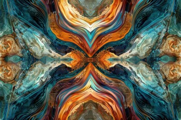 Wall Mural - kaleidoscopic dreamscape of swirling fractal patterns vibrant colors blend and morph in hypnotic sym