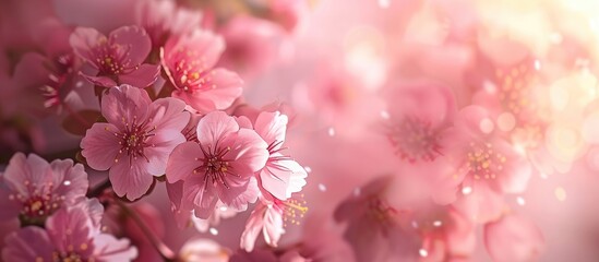 Canvas Print - Beautiful spring cherry blossoms with a stunning copy space image