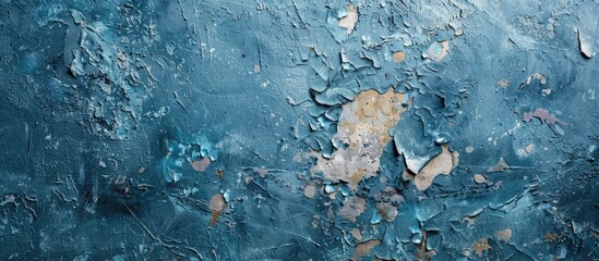 Leinwandbilder - Abstract blue plaster concrete texture with a stone surface for a postcard featuring copy space for an image