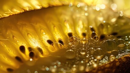 Wall Mural - Golden Kiwi with Water Droplets