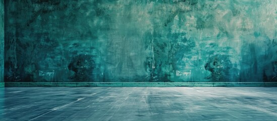 Aufkleber - Blue green floor and wall with copy space image