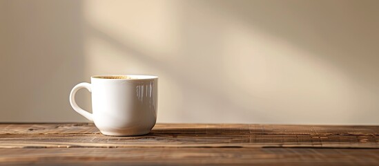 Fototapete - Coffee cup on the table with a blank background for text or graphics creating a copy space image