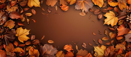 Aufkleber - Autumn forest leaves background with space for adding your decorations or text over the copy space image