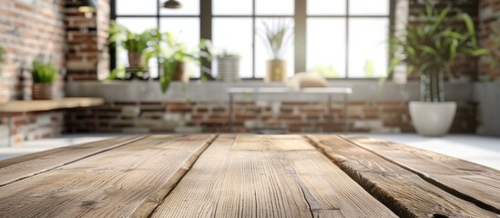 Aufkleber - Blurry background indoors with a tabletop copy space image included