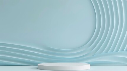 Poster - A white pedestal with a blue wall behind it
