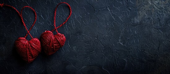 Aufkleber - Dark background with two linked hearts perfect for St Valentine s Day and wedding creating a romantic copy space image