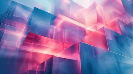 Poster - Abstract geometric composition, chaotic background. Futuristic background with multicolored glowing lights.
