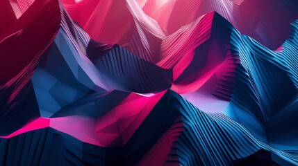 Poster - Abstract geometric composition, chaotic background. Futuristic background with multicolored glowing lights.