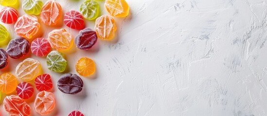 Aufkleber - A top view of delicious jelly candies set against a copy space image