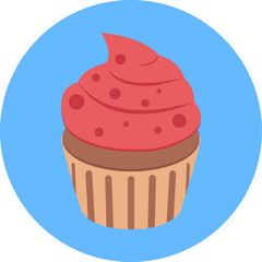 Wall Mural - Cupcake vector icon in rounded style 