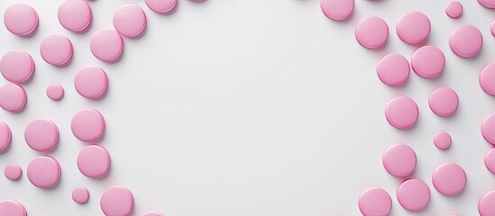 Aufkleber - Circular framed pink pill forming a creative healthcare and medicine concept displayed on a white background with copy space for text and images