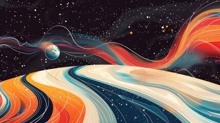 Leinwandbilder - Abstract space background with planet and stars.