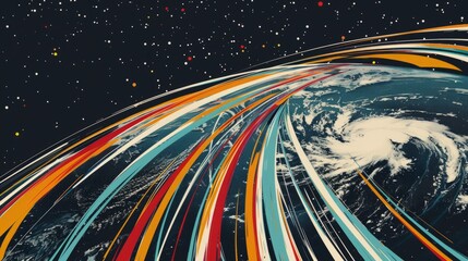 Leinwandbilder - Abstract space background with planet and stars.