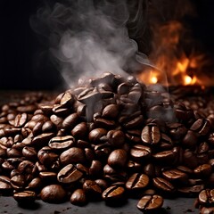 Wall Mural - coffee beans on a black background, Generative AI