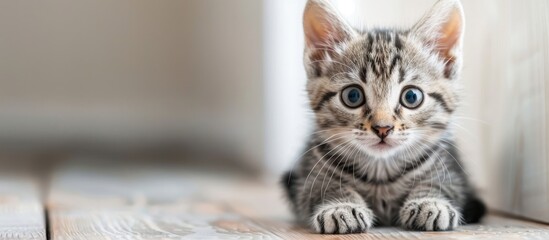 Poster - Copy space image featuring an adorable American shorthair kitten