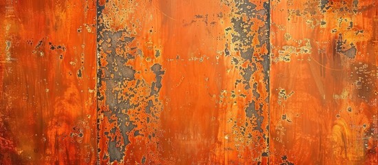 Leinwandbilder - An aged orange galvanized sheet featuring rust rough texture decay and a lovely pattern perfect for adding text or images with its empty copy space