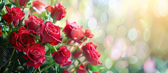 Wall Mural - A bunch of red roses with copy space image available