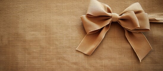 Poster - Close up of a bow tied on brown recycled paper with copy space image