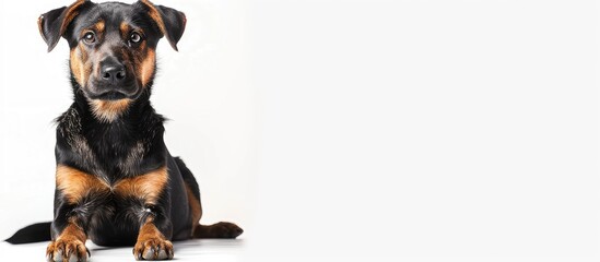 Poster - Dog of a specific breed shown in a photograph with empty space around it on a white background for a copy space image
