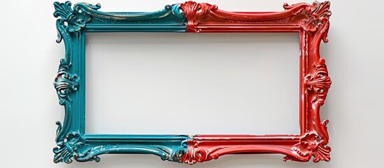 Poster - An antique styled picture frame in bright plastic colors stands alone on a white background ready for use as a copy space image