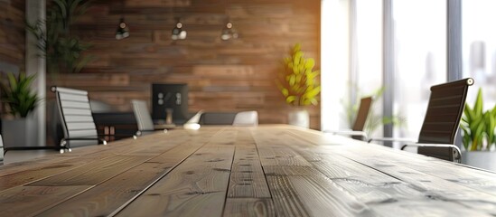 Leinwandbilder - Blurry office background with a table top copy space image