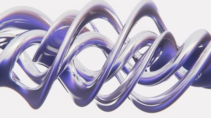 Poster - Abstract 3d trendy curve metallic liquid shiny chrometype steel twist spiral surreal fractal light theme sky reflection silver monochrome infinite loop animation 4K 30 fps