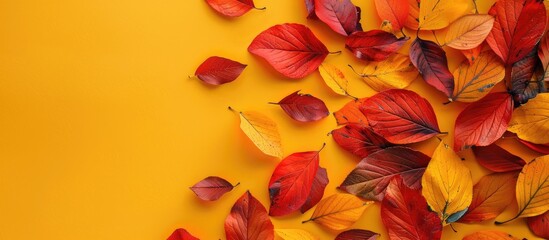 Canvas Print - Beautiful autumn leaves create a vibrant colored background with copy space image available