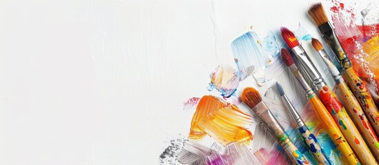 Poster - Children s art brushes displayed on a white background with copy space image