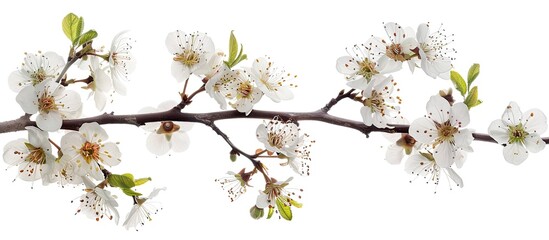 Poster - Capture the essence of spring with lovely blooming branches against a white backdrop perfect for adding text in the copy space image
