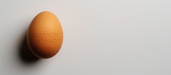 Aufkleber - A brown egg displayed on a simple white backdrop in a copy space image